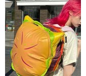 Mochila elegante con forma de hamburguesa, para guardar ordenador portátil, con cremallera, portátil, informal, de PU, para viajes, vacaciones al aire libre, unisex