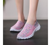 Zapatos perezosos de playa trenzados de verano para mujer, zapatillas deportivas informales de tejido suave sin cordones para exteriores 35 rojo