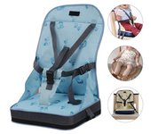 Práctica silla de comedor portátil y ligera para viajes para bebés, asiento elevador para alimentación de niños pequeños, bolsa con cojín para la vida diaria color rosa