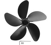 Aspa de ventilador de chimenea de 5 hojas, universal, de aleación de aluminio, para estufa de calor, repuesto negro