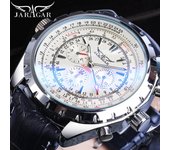 JARAGAR, reloj de pulsera automático deportivo militar para hombre, serie aviador de cristal azul, marca superior, reloj mecánico de lujo para hombre, hora negro