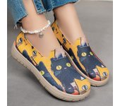 Zapatillas de plataforma informales de moda para mujer, mocasines de lona ligeros y transpirables, zapatos planos antideslizantes para caminar para mujer, zapatos de vestir cómodos de caña baja 36