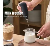 Espumador de leche mezclador de mano, Espumador de café eléctrico, batidor de huevos, agitador de capuchino, Mini batidoras portátiles, herramienta batidora de cocina para el hogar negro