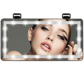 Espejo de tocador con visera Led Universal para coche, espejo de maquillaje para coche recargable por Usb, espejo retrovisor, espejo cosmético con protección solar y pantalla táctil negro