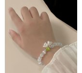 Pulsera de ópalo con luz de luna, pulsera elástica de lujo con flores de Lily Valley para niñas y mujeres, accesorios de joyería