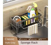 Escurridor de esponja multifuncional, estante de cocina, organizador de trapos para fregadero, detergente para lavavajillas y paños de cocina, estantes de almacenamiento para cocina negro