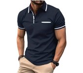 Camisa POLO de manga corta para hombre de verano, Top con bolsillo y botones, Polos deportivos blancos y negros para hombre S blanco