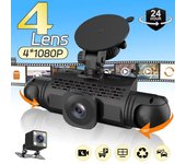Grabadora de video DVR para automóvil de 4 cámaras, caja negra, cámara de tablero de 360 grados, cámara de visión trasera delantera izquierda y derecha, visión nocturna, grabación en bucle, accesorios para automóvil 4Ch DVR 0G