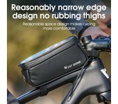 Bolsa para bicicleta de 1L, bolsa para tubo frontal con marco de bicicleta, bolsa para teléfono móvil con pantalla táctil, bolsa para ciclismo con doble cremallera negro