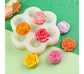 Molde de silicona para velas con forma de peonía en forma de rosa en 3D para decoración de tartas y manualidades de yeso