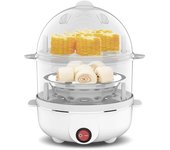 Cocedor de huevos eléctrico multifunción de doble capa, hervidor de huevos, leche de maíz, cocción rápida de desayuno, vaporizador de huevos, electrodomésticos de cocina EU