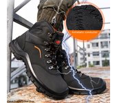 Botas de trabajo antiestáticas para hombre, calzado deportivo de seguridad, botas de seguridad con punta de acero, impermeables, negras, botas de senderismo antiaplastamiento 36