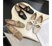 Zapatillas de Ballet con banda elástica cruzada, mocasines sin cordones para mujer, zapatos Retro con punta cuadrada, mocasines de abuela, diseñador elegante 40 negro