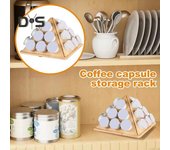 Estante de almacenamiento de cápsulas de café de bambú, organizador giratorio de 360 grados, gran capacidad, alta estabilidad, forma triangular, soporte para cápsulas de café