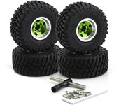 4 neumáticos de control remoto de 2.244 in con rueda de 0.276 in hexagonal Beadlock llanta de goma juego de neumáticos de repuesto verde