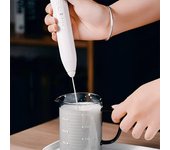 Batidor de huevos eléctrico 2 en 1 recargable por USB, batidor de café, batidor de leche de doble cabezal, agitador para hornear, utensilios de cocina blanco