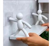 Estantes de almacenamiento de champú para baño autoadhesivos, estante de plástico, estantes de organización, soporte de soporte blanco