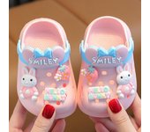 Niños bebés niñas niños lindo infantil antideslizante Fondo suave niño hogar niños agujero fresco sandalias zapatillas dibujos animados cueva zapatos con agujeros 120 color rosa