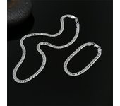 Cadena geométrica de 6 mm para hombre, pulsera de plata s925, collar para mujer, conjuntos de joyería de lujo para fiestas y bodas. 60cm and 20cm plata