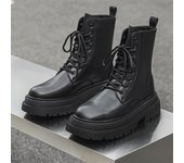 Botas de plataforma de cuero suave estilo británico para exteriores para hombre, botas altas vintage de punta redonda, botas cortas de felpa para invierno, 2024 38