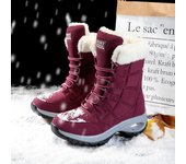 Botas de invierno para mujer, botas de nieve a media pantorrilla de calidad que mantienen el calor, botines impermeables cómodos con cordones para mujer 36 negro