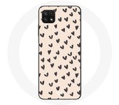 Coque pour Samsung Galaxy A22 5G Fond de texture abstraite coeurs noirs