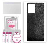 apgo Protective Skin Sticker for the back compatible with Realme Narzo 50A Prime, Wrap Film, Foil, Vinyl - Pattern Black Leather