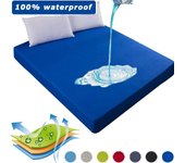 Funda de colchón impermeable para cama, sábana ajustable elástica de color sólido, fundas de sábanas de microfibra súper suaves para cama, protector de colchón impermeable 80x200x30cm Only a Sheet