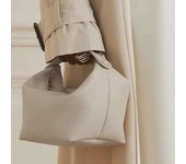 Bolso tipo lonchera de un solo hombro de cuero genuino para mujer de The Row blanco