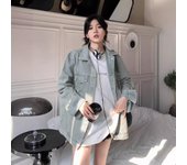 Chaqueta vaquera para mujer, estilo retro, lavada, holgada, elegante, para primavera y otoño S azul claro