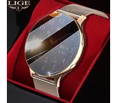 Reloj inteligente LIGE NFC para mujer, reloj inteligente con grabación para Android iOS, Bluetooth, llamada, asistente de voz, relojes digitales, nuevo reloj meteorológico negro