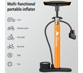 Bomba de bicicleta con manómetro, inflador portátil multifuncional para bicicletas y automóviles, 160 PSI con manómetro de alta presión y bomba de aire.