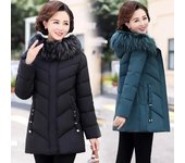 Chaqueta de invierno Parkas de mujer Abrigo largo Cuello de piel Chaquetas con capucha Abrigo grueso y cálido Abrigo acolchado de algodón Parka acolchada M negro