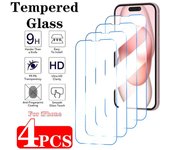 4 protectores de pantalla para iPhone 16, 15, 14, 13, 12, 11 Pro, XS Max, vidrio templado para iPhone X, XR, SE 2022, 2020, 7, 8, 6, 6S, 16, 15, 14 Plus iphone 11 puro
