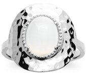 Bague Argent 'Cléopatra' pierre de lune argenté (rhodié) - 18x17 mm 58 blanco