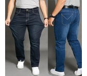 Pantalones vaqueros de moda para hombre, pantalones vaqueros de talla grande, pantalones largos rectos holgados elásticos grandes de otoño para hombre 30 negro