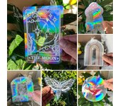 2 hojas de pegatinas de vidrio prismático de arcoíris, impermeables, autoadhesivas, colores vibrantes, película para ventana para atrapasol C
