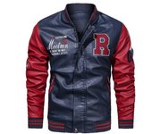 Chaqueta de otoño invierno para hombre, chaquetas de béisbol bordadas, abrigos de cuero Pu, chaquetas de cuero de piloto de lana de lujo para la universidad ajustadas M