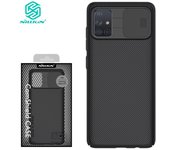 NILLKIN Funda Camshield para Samsung Galaxy A71 Scrub carcasa dura con espejo brillante deslizante negro