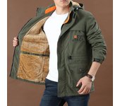 Chaqueta de invierno gruesa de vellón con múltiples bolsillos y relleno de algodón para hombre, chaqueta de montañismo holgada de gran tamaño para exteriores, chaqueta térmica M