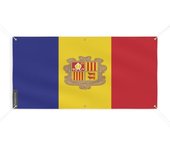 Bannière Drapeau d'Andorre - PIXELFORMA - 70x140cm - Poliéster duradero - 6 œillets renforcés