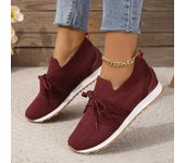Zapatos casuales de malla europea americana, nuevos, transpirables, ligeros, con cordones, zapatos casuales de tacón grueso para mujer, zapatillas para mujer 36