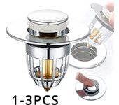 1-3 uds. Tapón de filtro para lavabo de ducha de baño, filtro de fregadero para el cabello, tapón para bañera de cocina, prensa de rebote 1PCS blanco