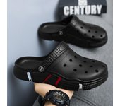 Nuevas zapatillas transpirables caladas a la moda, zapatos de playa de verano, zapatillas para hombres, sandalias para exteriores/interiores 47 negro