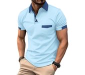 Camisa POLO con bolsillo de retales de Color para hombre de verano, Polos deportivos de manga corta para hombre S blanco