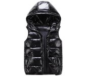 Chaleco con capucha de invierno para mujer, abrigo brillante a la moda, chaqueta sin mangas de algodón brillante, chaleco grueso y cálido para invierno 2020 L negro