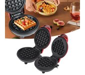 Mini máquina eléctrica para hacer wafles, horno para hacer wafles con forma de corazón, para desayuno, 110-220 V us rojo