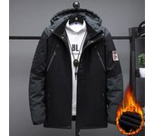 Chaqueta de invierno gruesa y cálida para hombre, parkas para exteriores, ropa con capucha, retales negros, además de abrigo de terciopelo a la moda, talla grande 8XL 9XL XXXXL negro