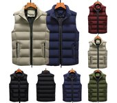 Hombres Casual Invierno Cálido Cremallera Sin Mangas Chaleco Chaqueta Abrigo Outwear Tops L caqui
