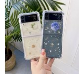 Para Samsung Z Flip 3 funda Planet lentejuelas transparente plegable funda de teléfono para Samsung Z Flip 4 Zflip3 5g cubierta trasera dura a prueba de golpes For Z Flip 4